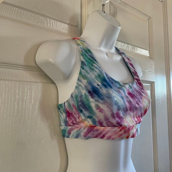 Athleta Small Sports Bra Pastel Tye Dye Open Back Athletic Wear - Picture 3 of 6